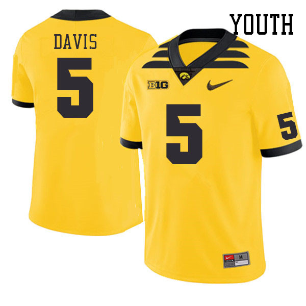 Youth #5 Teegan Davis Iowa Hawkeyes College Football Jerseys Stitched Sale-Gold